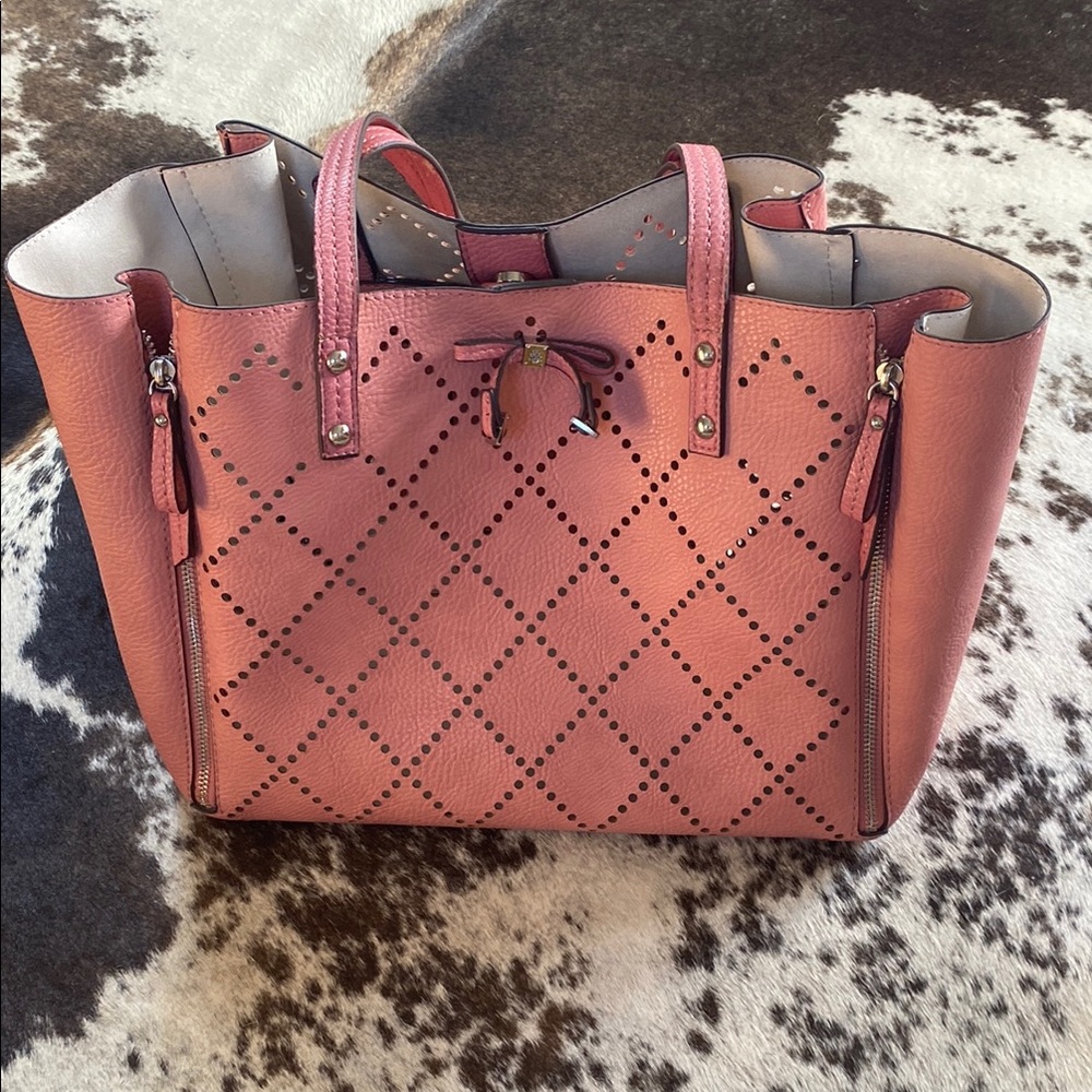 Jessica Simpson Pink Quilted Tote Luxurious Design